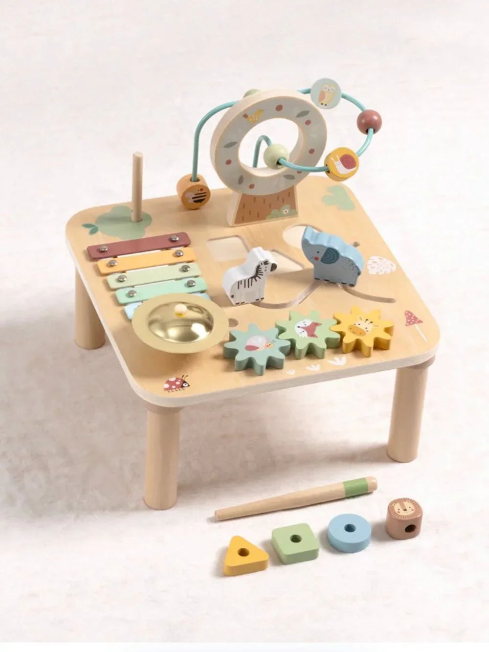 Montessori Wooden Activity Table Baby Learning Toy Busy Board New